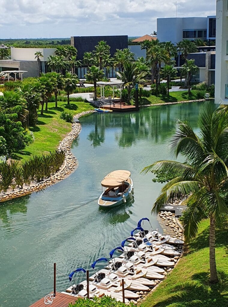 Get around the resort on a boat or golf-cart.